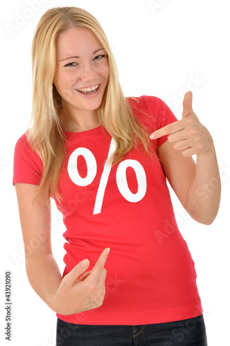 Photo: Junge Frau im Sale-Shirt Junge Frau im Sale-Shirt