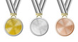 Medaillen Set isoliert Gold Silber Bronze
