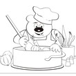 Bear - cook, coloring-book