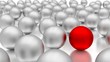 Standing out of the crowd. 3d metal balls.