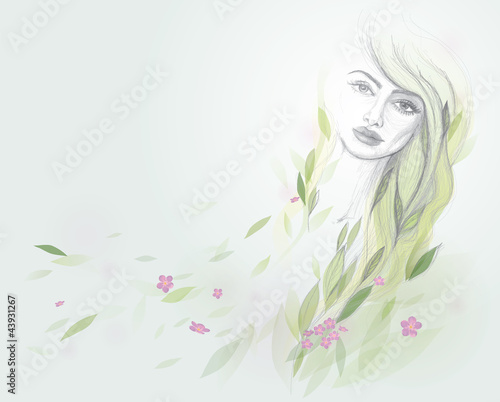 Vektor: Woman like tree / Personification of Nature Woman like tree / Personification of Nature