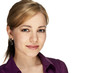 portrait einer jungen business frau vor weißem hintergrund