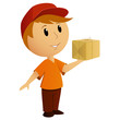 Cartoon delivery boy with package