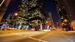 Motion Panning Time lapse Night City Traffic and Pedestrians