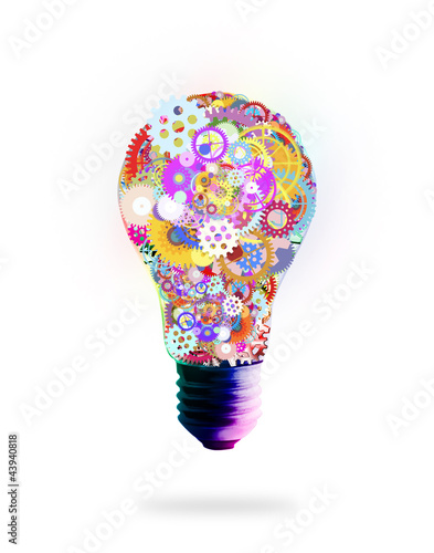 Illustration: light bulb design by cogs and gears light bulb design by cogs and gears