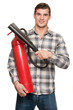 Man with extinguisher