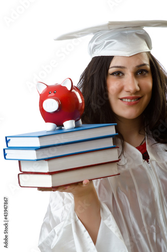 Photo: Saving for studies concept on white Saving for studies concept on white