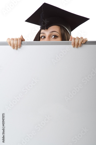 Photo: Young student with blank board Young student with blank board