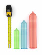 Penis size. Condoms of different sizes, and roulette. 3d
