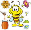 funny bee cartoon with honey