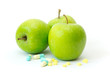 Green apple with slimming pills