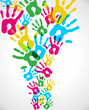 Vector: Multicolor diversity hands splash Multicolor diversity hands splash