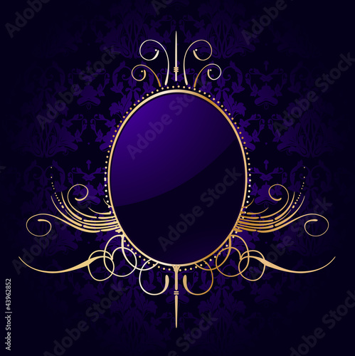 Vector: Royal purple background with golden frame. Vector Royal purple background with golden frame. Vector