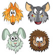 Vettoriale: fox, wolf, hare, hedgehog fox, wolf, hare, hedgehog
