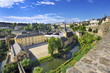 View from the city ramparts down to Neumünster Abbey, Luxembour
