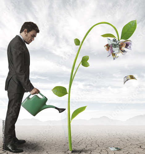 Photo: Businessman and a plant of money Businessman and a plant of money