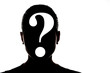black head silhouette on white background with question mark