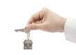 House key in hand with clipping path