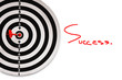 Success and red dart on target