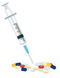 Vector: Syringe and prescription medication drugs Syringe and prescription medication drugs