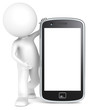 Blank Smart Phone. 3D little human character. People series.