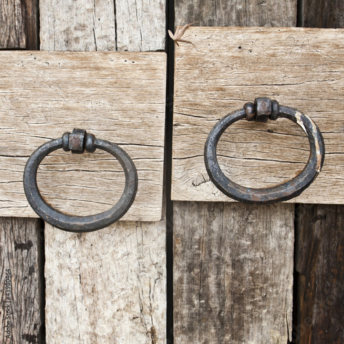 Photo: handle on the old wooden door handle on the old wooden door