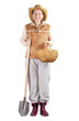 happy famale farmer  with spade