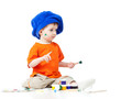 small artist child with paints