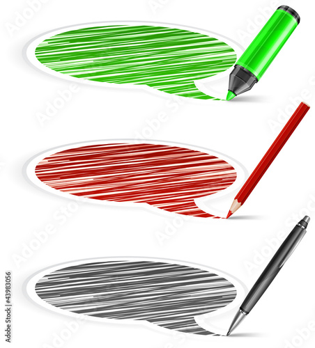 Vektor: speech bubbles & pencil speech bubbles & pencil
