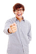 Guy pointing out and laughing