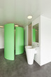 Bathroom with a colored shower cubicle in hotel