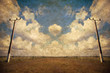 Fondo vintage, paisaje nublado