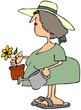Woman planting a flower