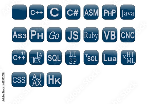 Vector: Programming language badges Programming language badges