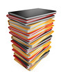 Pile of folders and files. 3D Icon isolated on white