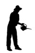Vector: Silhouette of a person with holding a watering can Silhouette of a person with holding a watering can