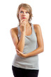 Photo: studio portrait of a beautiful blonde girl thinking studio portrait of a beautiful blonde girl thinking