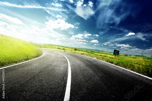 Photo: asphalt road in Tuscany Italy asphalt road in Tuscany Italy