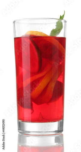 Foto: sangria in glass, isolated on white sangria in glass, isolated on white