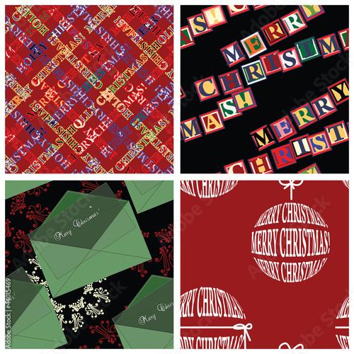 Vector: Four seamless Christmas wrapper patterns Four seamless Christmas wrapper patterns