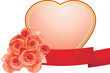 Pink heart with roses. Composition to the Valentines day
