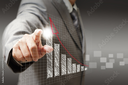 Photo: businessman hand touch virtual graph,chart, diagram businessman hand touch virtual graph,chart, diagram
