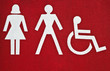 Symbols on building with sanitary rooms