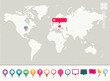 World Map with Pins  -- EPS 10 - Contain Transparency --