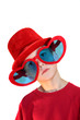 Photo: Boy In Red Hat And Heart Glasses Vertical Boy In Red Hat And Heart Glasses Vertical