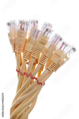 Photo: Bundle yellow network cable to the office network Bundle yellow network cable to the office network