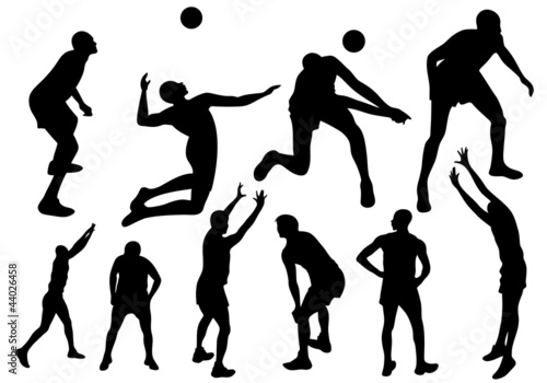 Vector: volleyball players fine vector silhouettes volleyball players fine vector silhouettes