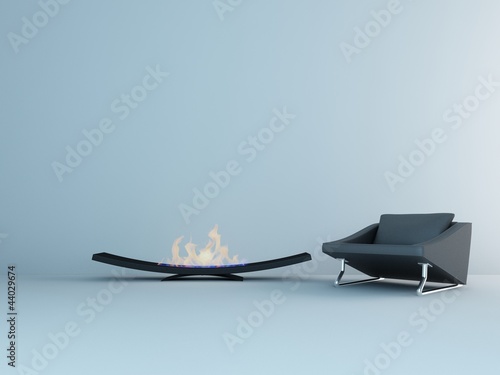 Illustration: Modern Design Lounge Chair with Fireplace Modern Design Lounge Chair with Fireplace