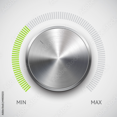 Vector: Volume button (music knob) with metal texture (chrome) Volume button (music knob) with metal texture (chrome)
