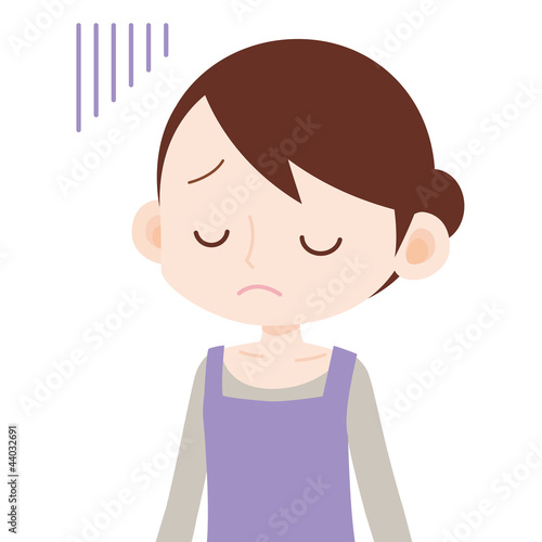 Illustration: 女性上半身 エプロン姿 悲しむ 女性上半身 エプロン姿 悲しむ